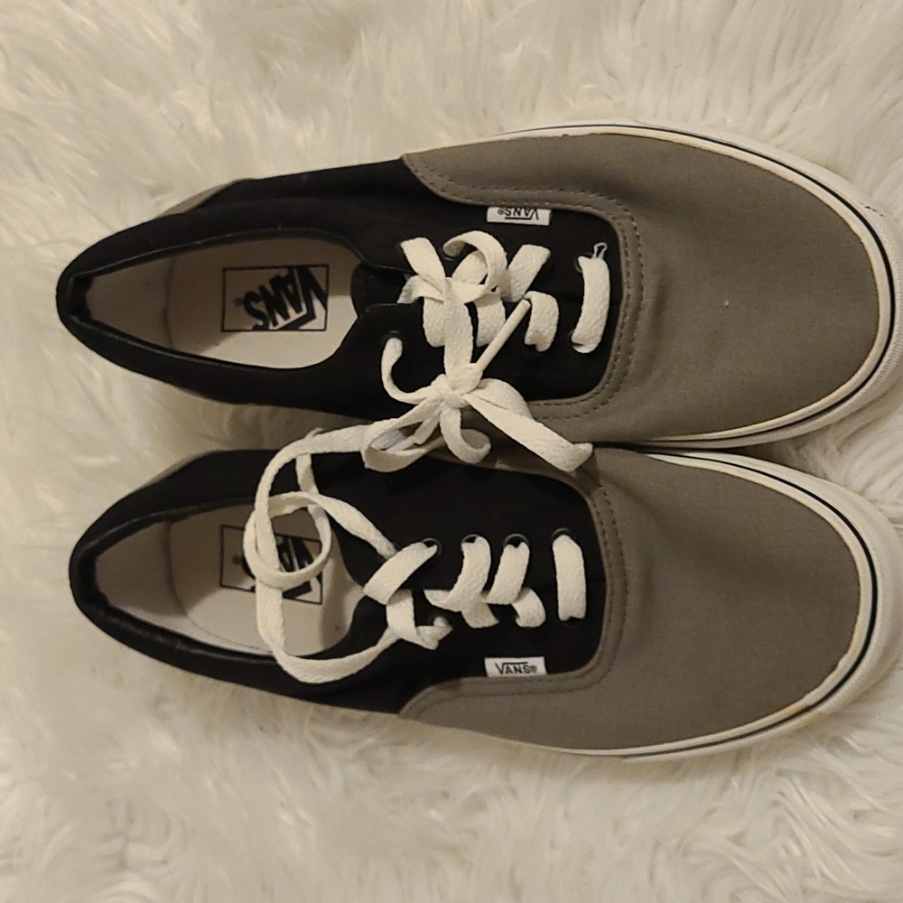 Black, Grey, and White Vans Size 9.5M